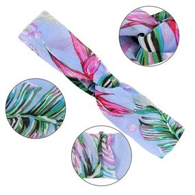 img 3 attached to 16 Pcs Boho Flower Print Headbands - Knotted Elastic Head Wraps, Cute Criss Cross Hair Bands for Women and Girls - Fashionable Elastic Accessories