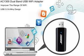 img 3 attached to OSGEAR 1300Mbps USB WiFi адаптер беспроводной сетевой карты Dongle для ПК ноутбук настольный компьютер двухдиапазонный 2.4 ГГц 400Мбит/с 5.8 ГГц 867Мбит/с 802.11AC Windows 10 8 7 XP Vista Mac Linux.