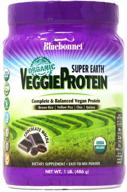 протеиновый порошок от bluebonnet nutrition super earth organic veggie - без сои, без глютена, косер, без гмо, веганский, сертифицирован по usda organic - с шоколадным мокко вкусом, 1 фунт (0,45 кг), 15 порций. логотип