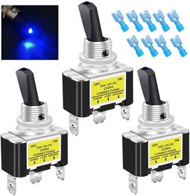 img 4 attached to 🚗 Twidec/3Pcs Rocker Lighted Toggle Switch 30A 12V DC SPST ON/Off 3Pin Car Automative Boat with Blue LED Illuminated Light - High-Quality and Durable