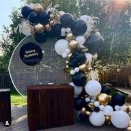 🎈 136pcs noble black and white balloon garland arch kit for wedding, graduation, engagement, birthday, picnic party decorations - macaron black balloon, white balloon, gold metallic balloon логотип