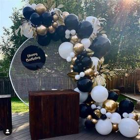 img 4 attached to 🎈 136Pcs Noble Black and White Balloon Garland Arch Kit for Wedding, Graduation, Engagement, Birthday, Picnic Party Decorations - Macaron Black Balloon, White Balloon, Gold Metallic Balloon