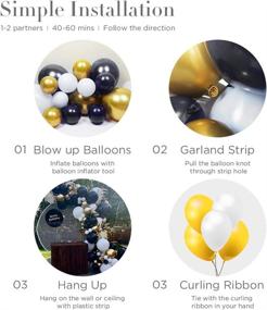 img 3 attached to 🎈 136Pcs Noble Black and White Balloon Garland Arch Kit for Wedding, Graduation, Engagement, Birthday, Picnic Party Decorations - Macaron Black Balloon, White Balloon, Gold Metallic Balloon