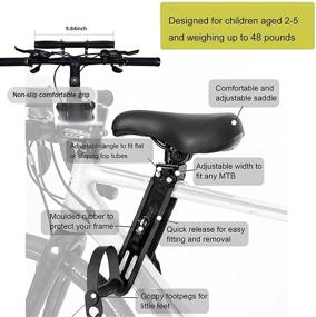 img 2 attached to 🚲 Peedeu Kids Bike Seat and Handlebar Accessories Combo Pack - Front Mounted Bicycle Seats with Foot Pedals for Children Aged 2-5 Years (up to 48 lbs), Compatible with All Adult Mountain Bikes: Enhanced SEO