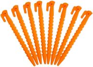 durable camping tent stake pegs - 8 pack outdoor plastic stakes for christmas holiday decoration, bounce house, rain tarps, and outdoor activities - safety orange логотип