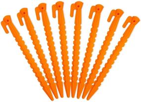 img 4 attached to Durable Camping Tent Stake Pegs - 8 Pack Outdoor Plastic Stakes for Christmas Holiday Decoration, Bounce House, Rain Tarps, and Outdoor Activities - Safety Orange