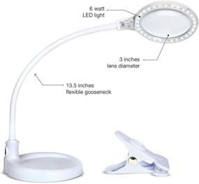 img 3 attached to 🔍 Brightech LightView Pro Flex 2 in 1: Powerful Magnifier Lamp with LED Light - Base Stand & Clamp Included - Ideal for Reading, Crafting, and Hobbies