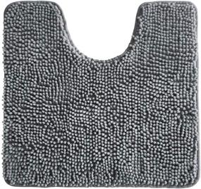 img 4 attached to 🛁 Chenille Toilet Bath Rug by KANGAROO - Oval U-Shape Contour Mat, Soft & Absorbent Mats for Toilet and Bathtub, Machine Washable, Quick-Drying Microfiber, Plush Bathroom Rugs for Kids Tub - Gray