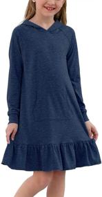 img 4 attached to 👗 Stylish GORLYA Girls Raglan Long Sleeve Ruffle Hem Sweatshirt Hooded Shift Dress: Perfect for 4-14T Kids!