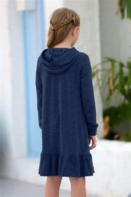 img 3 attached to 👗 Stylish GORLYA Girls Raglan Long Sleeve Ruffle Hem Sweatshirt Hooded Shift Dress: Perfect for 4-14T Kids!
