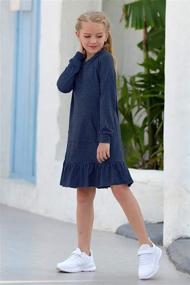 img 2 attached to 👗 Stylish GORLYA Girls Raglan Long Sleeve Ruffle Hem Sweatshirt Hooded Shift Dress: Perfect for 4-14T Kids!