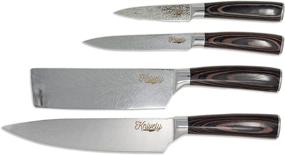 img 4 attached to 🔪 Набор кухонных ножей Knively Signature: премиум 4 предмета для всех целей - японские углеродистые нержавеющие стали для профессионального качества и долговечной остроты.