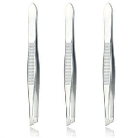 img 3 attached to 💇 LUXXII (3 Pack) Slant Tweezers - Precision Stainless Steel Slant Tip Tweezers for Hair and Eyebrows - Hair Plucker Tool - Personal Care (Silver Tone)