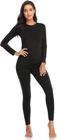 img 4 attached to 🔥 Stay Cozy in Style: Black Women's Winter Thermal Fleece Bottoms for Lingerie, Sleep & Lounge