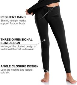 img 2 attached to 🔥 Stay Cozy in Style: Black Women's Winter Thermal Fleece Bottoms for Lingerie, Sleep & Lounge