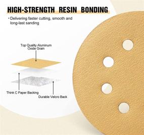 img 3 attached to Versatile S SATC 5 Inch Sanding Discs 100PCS: Highly Efficient 60/80/120/150/220 Grits Gold Sanding Discs with Hook and Loop, Perfect for Orbital Sander - 8 Holes Sandpaper Included