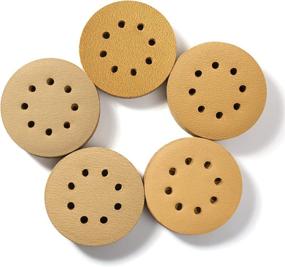 img 4 attached to Versatile S SATC 5 Inch Sanding Discs 100PCS: Highly Efficient 60/80/120/150/220 Grits Gold Sanding Discs with Hook and Loop, Perfect for Orbital Sander - 8 Holes Sandpaper Included