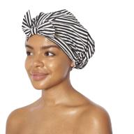 🚿 stylish and waterproof kitsch luxury shower cap for women with long hair - reusable fashionable shower cap (black and white stripe) logo