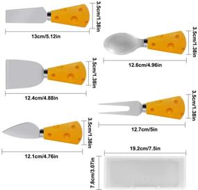 img 3 attached to 🧀 Набор из 5 столовых ножей для сыра DanziX из нержавеющей стали: идеальный набор для нарезки, шинковки, размазывания и приготовления сыра с креативной пластиковой ручкой для всех случаев