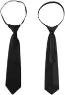 👔 2 pack boys zipper ties with adjustable neck strap - pre-tied clip-on neckties for boys and girls (black) logo