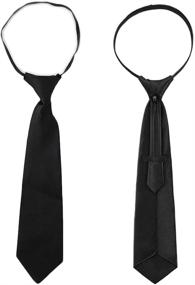 img 4 attached to 👔 2 Pack Boys Zipper Ties with Adjustable Neck Strap - Pre-Tied Clip-On Neckties for Boys and Girls (Black)