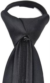 img 2 attached to 👔 2 Pack Boys Zipper Ties with Adjustable Neck Strap - Pre-Tied Clip-On Neckties for Boys and Girls (Black)