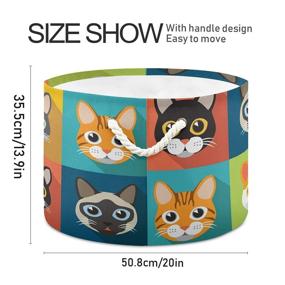 img 2 attached to 🐱 Cute Cats Cartoon Canvas Storage Organizer Basket - Large Round Storage Bin for Home Décor and Toy Storage