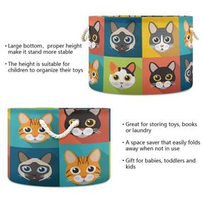 img 1 attached to 🐱 Cute Cats Cartoon Canvas Storage Organizer Basket - Large Round Storage Bin for Home Décor and Toy Storage