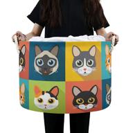 🐱 cute cats cartoon canvas storage organizer basket - large round storage bin for home décor and toy storage logo