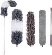 🧹 versatile microfiber duster with extension pole: stainless steel, 30-100 inches – perfect for cleaning ceiling fan, high ceilings, blinds, furniture, cars logo