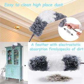 img 3 attached to 🧹 Versatile Microfiber Duster with Extension Pole: Stainless Steel, 30-100 Inches – Perfect for Cleaning Ceiling Fan, High Ceilings, Blinds, Furniture, Cars