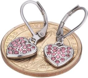 img 3 attached to 💖 Surgical Steel Hypoallergenic Girls Children's Earrings - Multicolored/Pink Heart Leverback Kids Jewelry