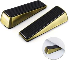 img 4 attached to 🚪 Set of 2 Premium Door Stops - Heavy Duty Door Stoppers - Securely Holds Doors in Place - Rubber and Zinc Alloy Construction - Ideal for Home and Office - Works on All Door Types (Bronze Tone)