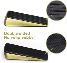 img 1 attached to 🚪 Set of 2 Premium Door Stops - Heavy Duty Door Stoppers - Securely Holds Doors in Place - Rubber and Zinc Alloy Construction - Ideal for Home and Office - Works on All Door Types (Bronze Tone)