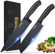 bravedge chef knife set - includes 8'' chef knife and 7'' santoku knife - 2 piece kitchen knives with gift box - high carbon stainless steel blades and ergonomic handles - enhance your culinary experience logo