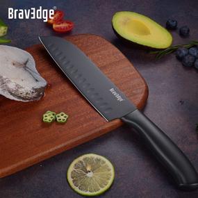 img 2 attached to Bravedge Chef Knife Set - Includes 8'' Chef Knife and 7'' Santoku Knife - 2 Piece Kitchen Knives with Gift Box - High Carbon Stainless Steel Blades and Ergonomic Handles - Enhance Your Culinary Experience