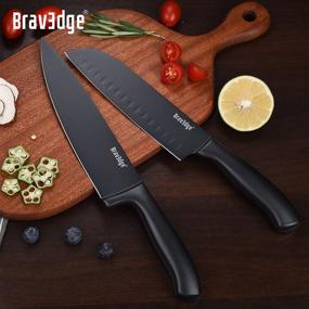 img 1 attached to Bravedge Chef Knife Set - Includes 8'' Chef Knife and 7'' Santoku Knife - 2 Piece Kitchen Knives with Gift Box - High Carbon Stainless Steel Blades and Ergonomic Handles - Enhance Your Culinary Experience