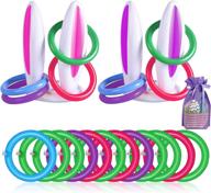 🐰 ptfny 2 pack inflatable bunny rabbit ears ring toss game for easter party supplies - includes 12 rings, perfect for family & kids' parties - with bonus gift bag логотип