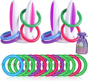 img 4 attached to 🐰 PTFNY 2 Pack Inflatable Bunny Rabbit Ears Ring Toss Game for Easter Party Supplies - Includes 12 Rings, Perfect for Family & Kids' Parties - With Bonus Gift Bag