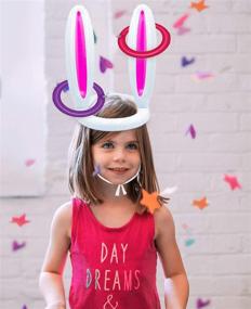 img 1 attached to 🐰 PTFNY 2 Pack Inflatable Bunny Rabbit Ears Ring Toss Game for Easter Party Supplies - Includes 12 Rings, Perfect for Family & Kids' Parties - With Bonus Gift Bag