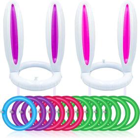 img 3 attached to 🐰 PTFNY 2 Pack Inflatable Bunny Rabbit Ears Ring Toss Game for Easter Party Supplies - Includes 12 Rings, Perfect for Family & Kids' Parties - With Bonus Gift Bag