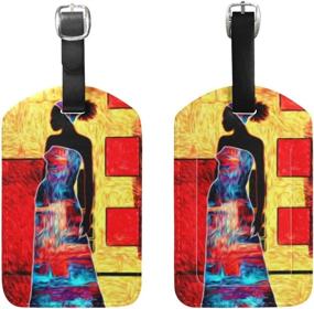 img 2 attached to Leather Luggage Tags African Ethnic Art Suitcase Tags Travel Tags For Luggage With Privacy Cover Luggage Tags Women