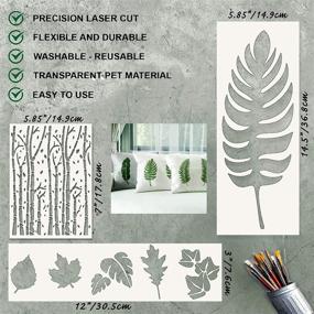 img 3 attached to 🌿 Reusable Leaf Stencils for Painting on Wood, Canvas - Large Stencil Set for Walls, Furniture & Signs - Scrapbooking & Journaling - Includes Palm Leaf and Aspen Tree Stencil