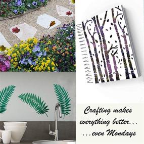 img 2 attached to 🌿 Reusable Leaf Stencils for Painting on Wood, Canvas - Large Stencil Set for Walls, Furniture & Signs - Scrapbooking & Journaling - Includes Palm Leaf and Aspen Tree Stencil