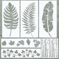 🌿 reusable leaf stencils for painting on wood, canvas - large stencil set for walls, furniture & signs - scrapbooking & journaling - includes palm leaf and aspen tree stencil logo