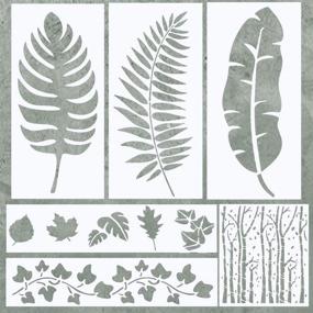 img 4 attached to 🌿 Reusable Leaf Stencils for Painting on Wood, Canvas - Large Stencil Set for Walls, Furniture & Signs - Scrapbooking & Journaling - Includes Palm Leaf and Aspen Tree Stencil