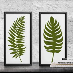 img 1 attached to 🌿 Reusable Leaf Stencils for Painting on Wood, Canvas - Large Stencil Set for Walls, Furniture & Signs - Scrapbooking & Journaling - Includes Palm Leaf and Aspen Tree Stencil