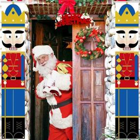 img 2 attached to 🎄 Outdoor Christmas Nutcracker Banner Decorations - KERIQI Soldier Model Nutcracker Banners for Front Porch, Garden, Yard, Exterior - Xmas Party Home Decor