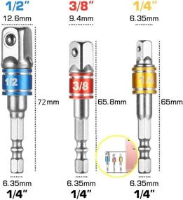 img 1 attached to 🔩 Flexible Drill Bit Extension Set with 105° Right Angle Drill, Bendable Extension, 3pcs Universal Socket Adapter Set (1/4, 3/8, 1/2"), 3pcs Drill Bit Holder, and Screwdriver Bit Kit