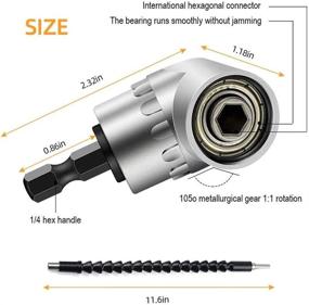 img 2 attached to 🔩 Flexible Drill Bit Extension Set with 105° Right Angle Drill, Bendable Extension, 3pcs Universal Socket Adapter Set (1/4, 3/8, 1/2"), 3pcs Drill Bit Holder, and Screwdriver Bit Kit